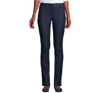 LANDS’ END Recover Mid Rise Denim Blue Jeans Dark Wash Straight Leg 8 NWT